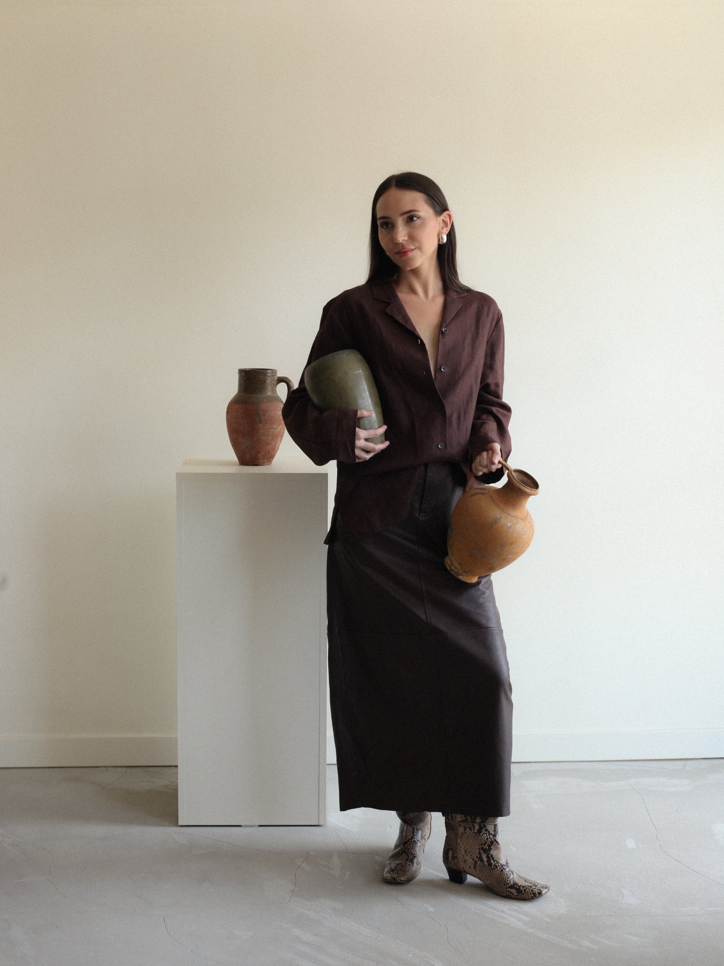 Chocolate Linen Button Down
