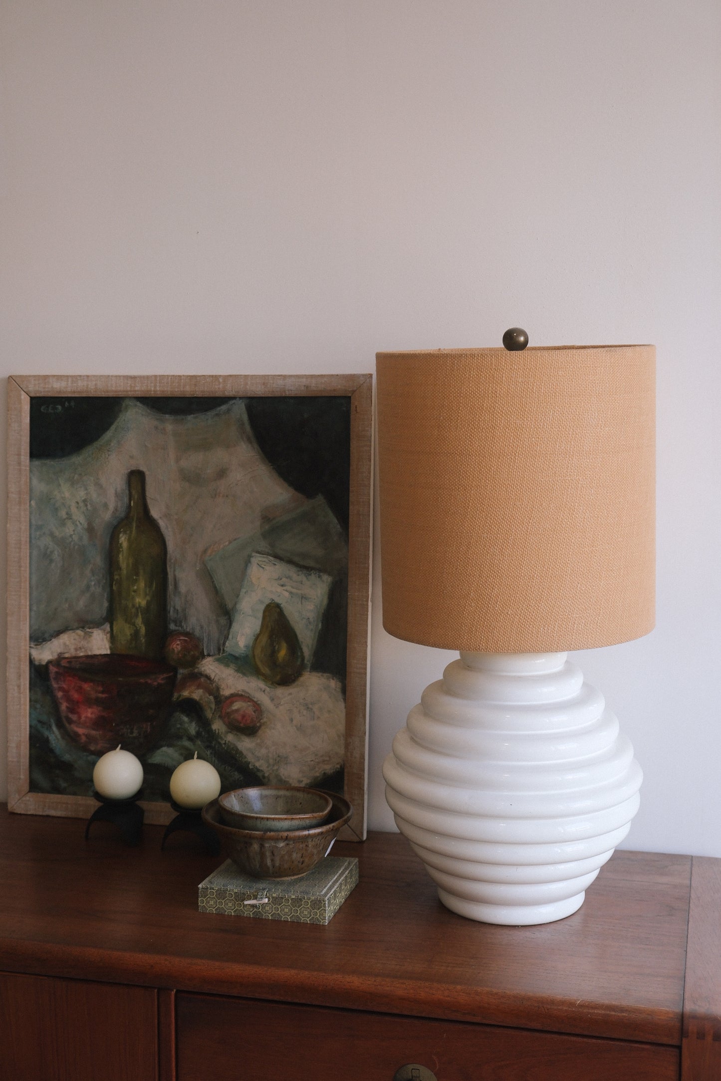 Mid-Century Modern Ceramic Beehive Table Lamp