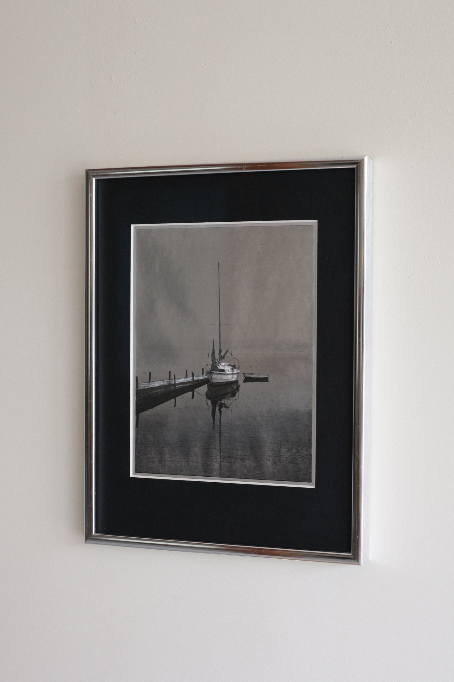 Mixed Media Metallic Sailboat Art