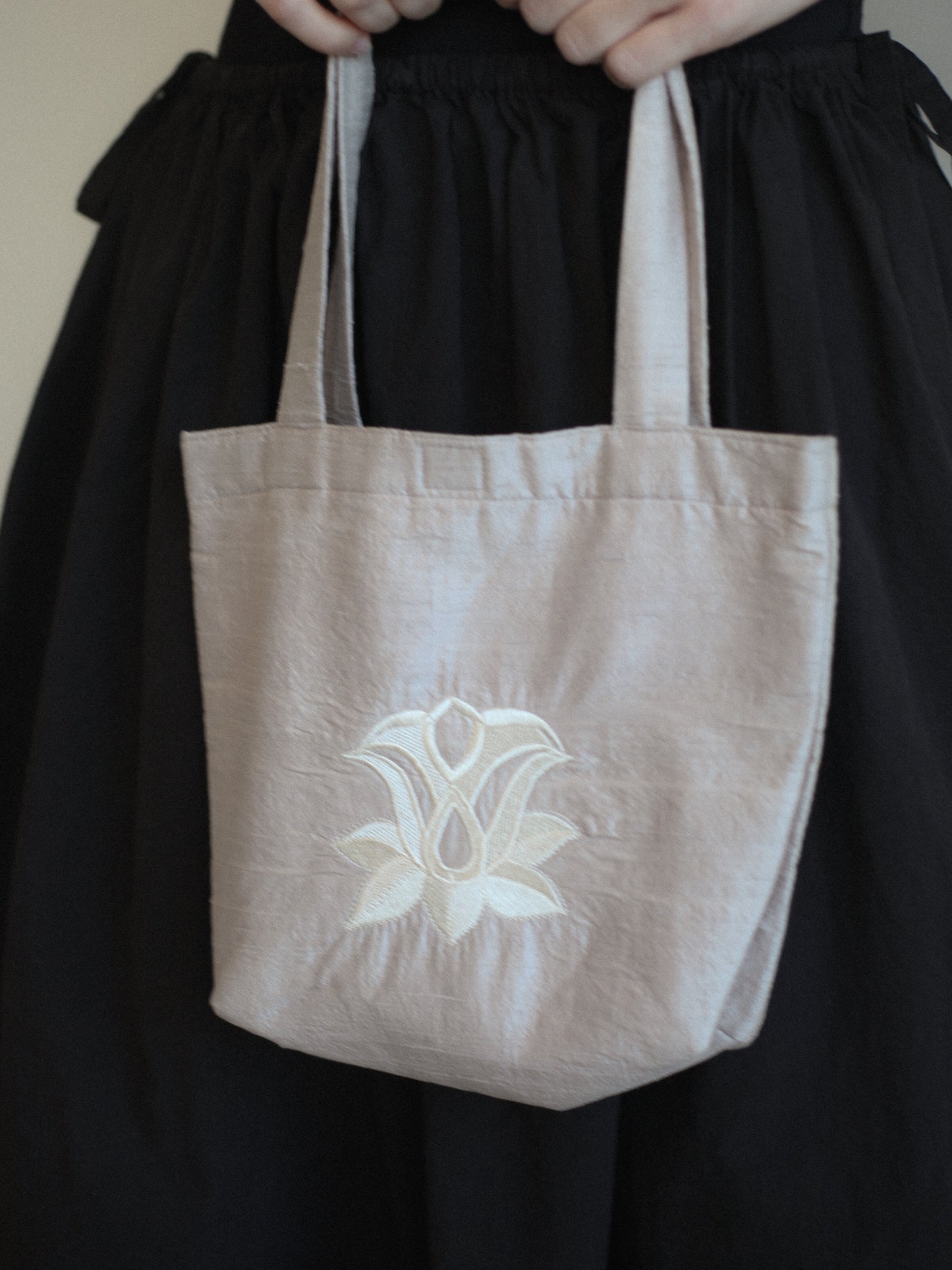 Homemade Embroidered Silk Tote Bag