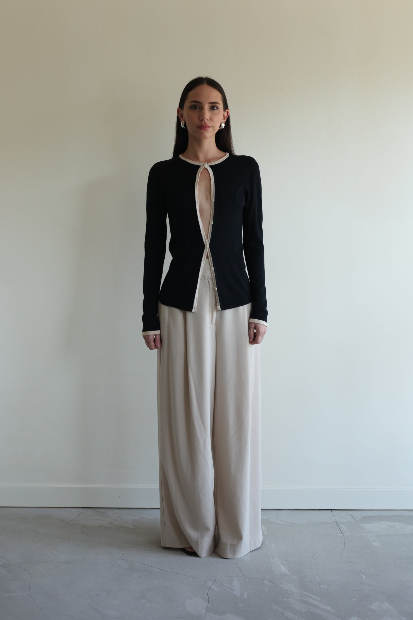 Silk Contrast Cardigan