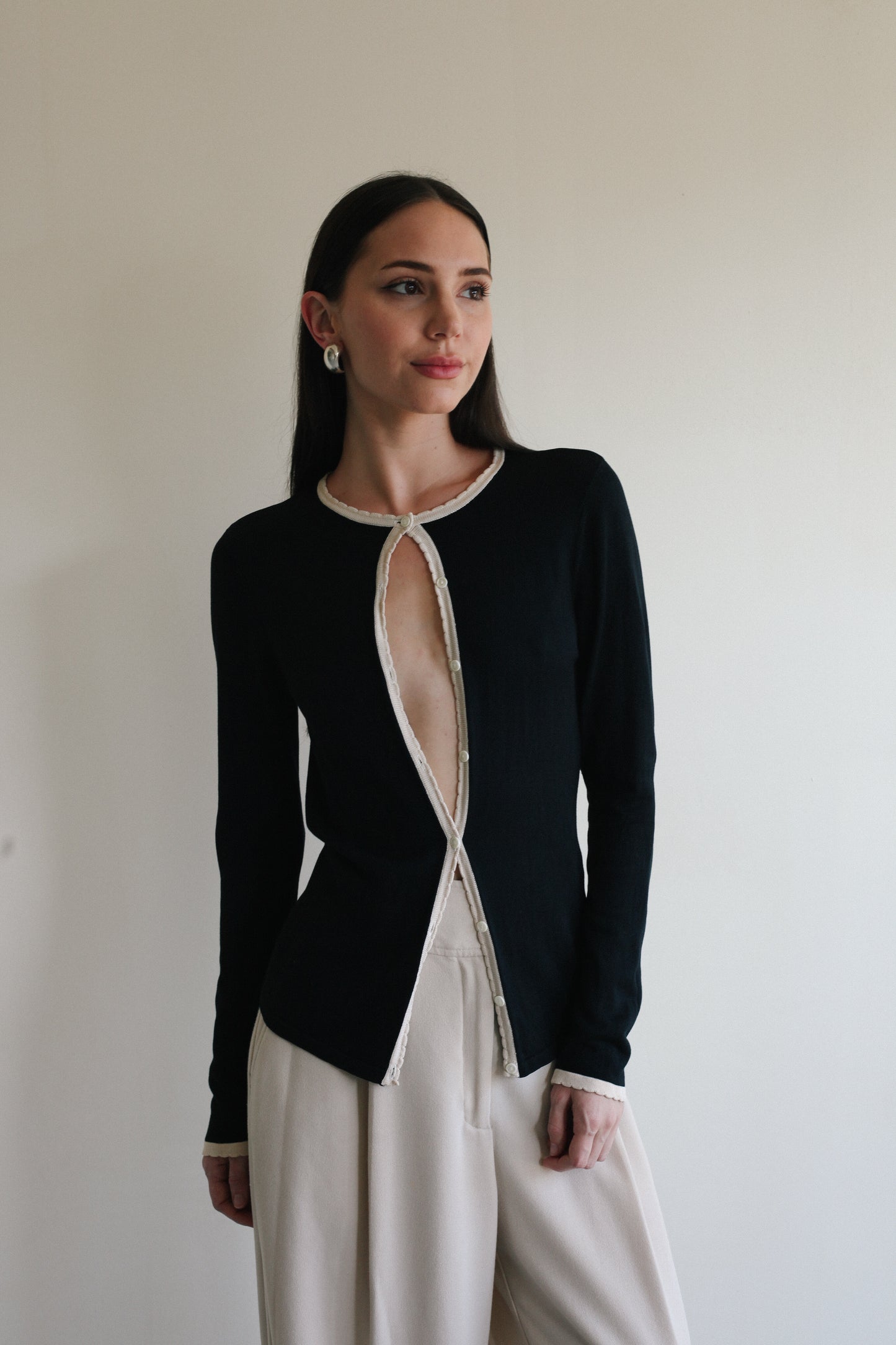 Silk Contrast Cardigan
