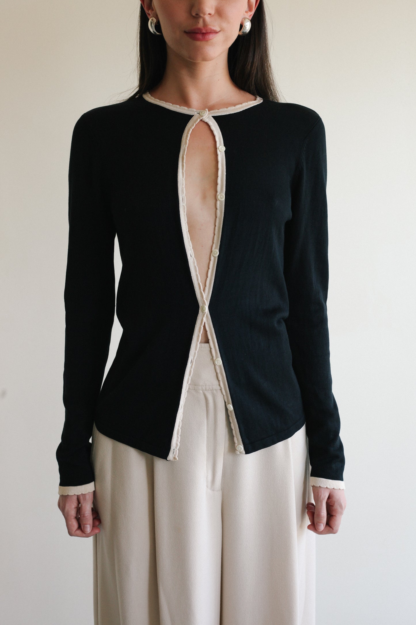 Silk Contrast Cardigan