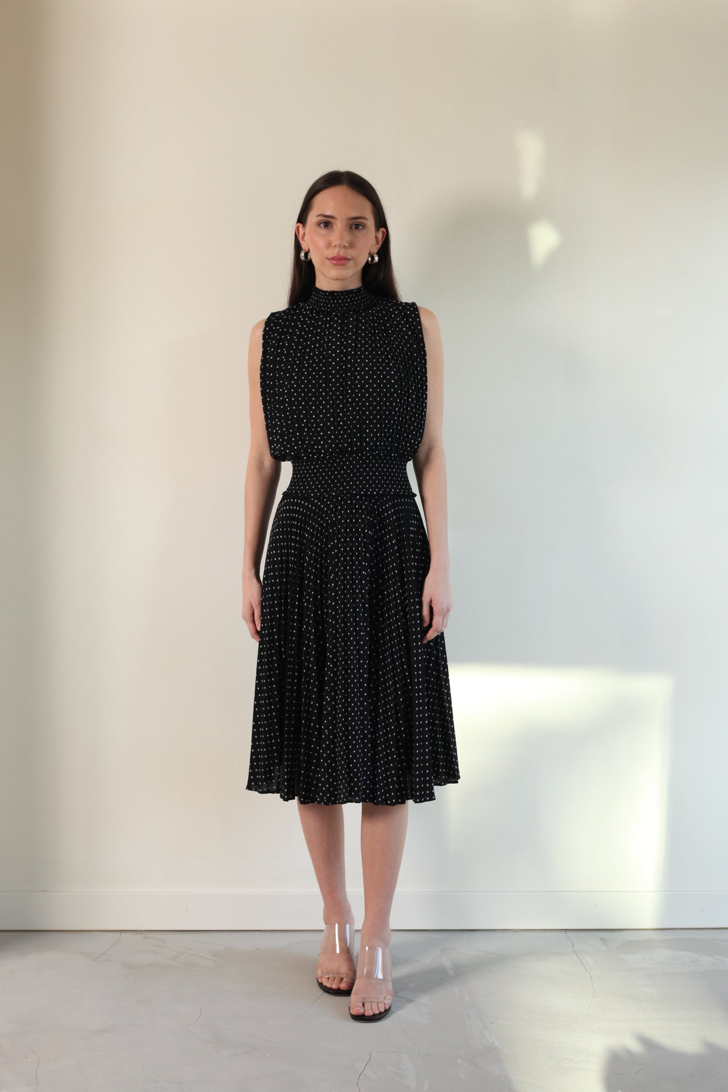 Polka Dotted Pleat Dress