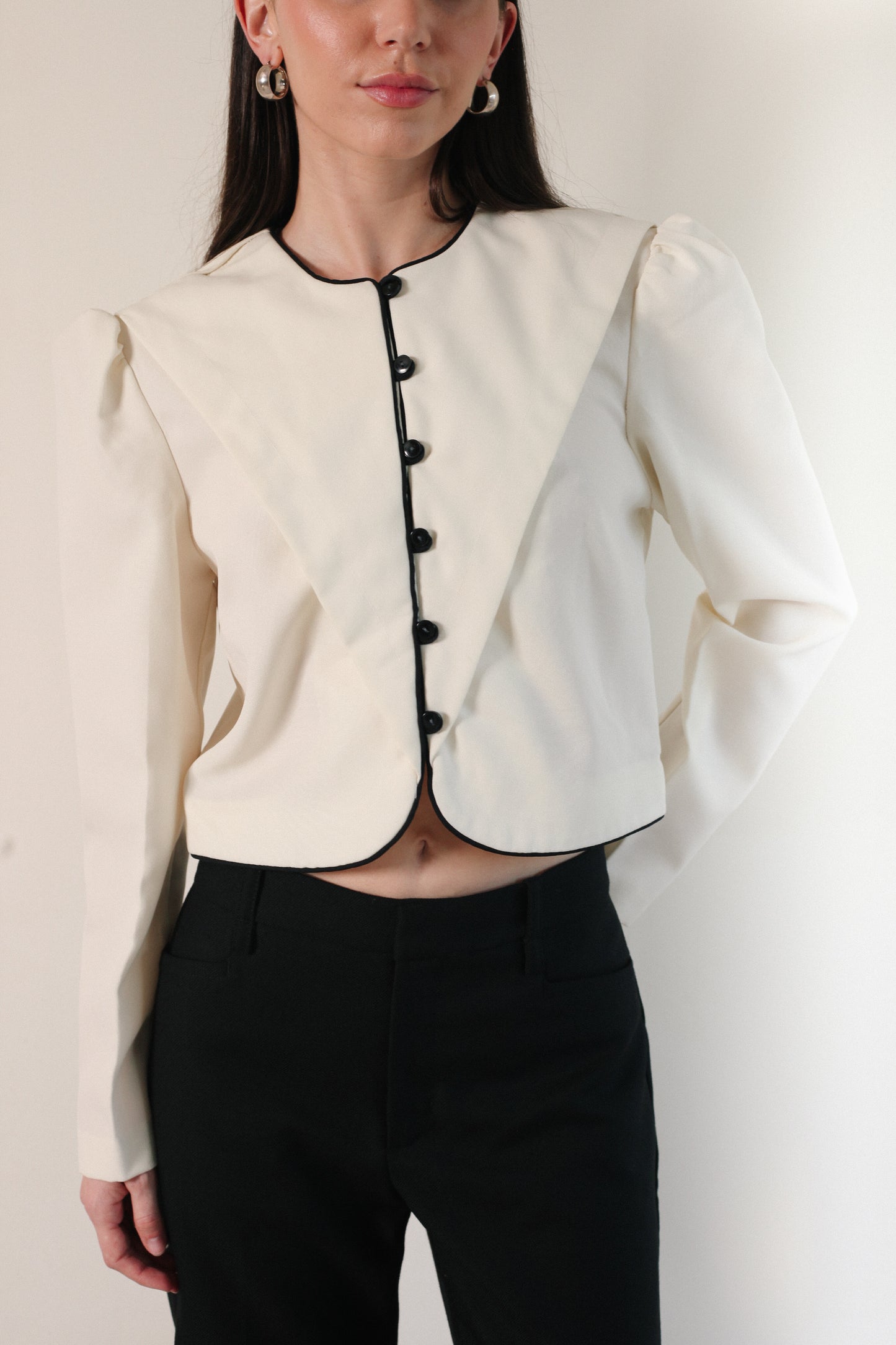 Tuxedo Cropped Blouse