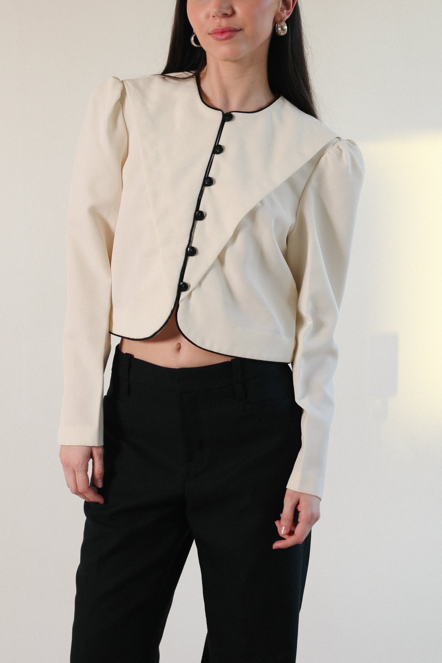 Tuxedo Cropped Blouse