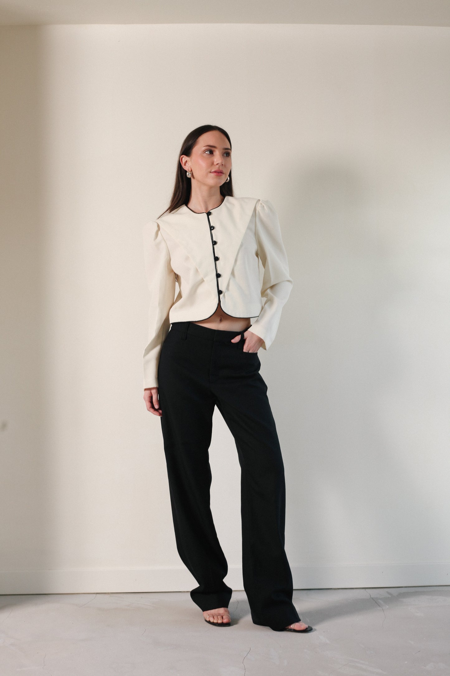 Tuxedo Cropped Blouse