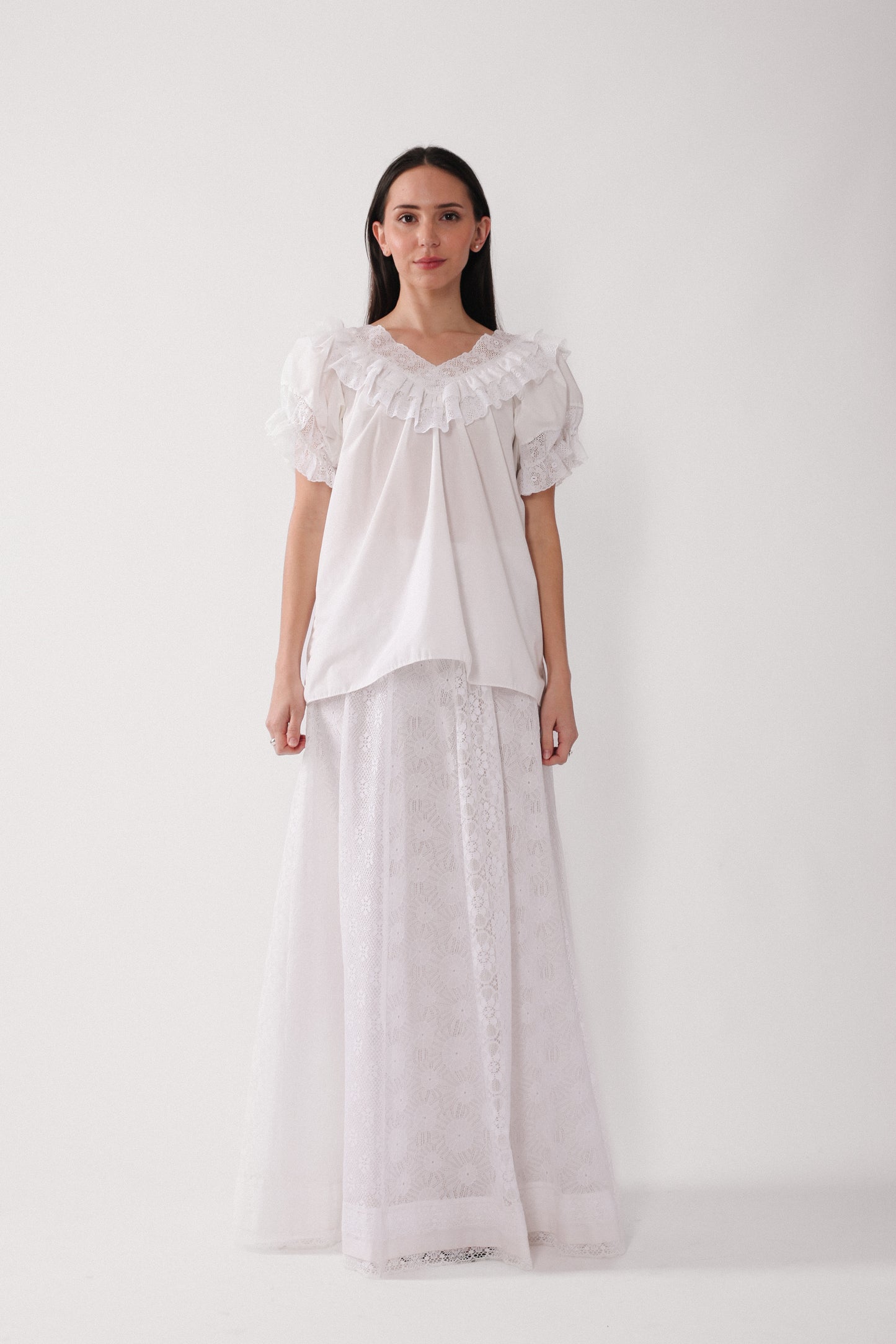 80s Paneled Lace Skirt Set