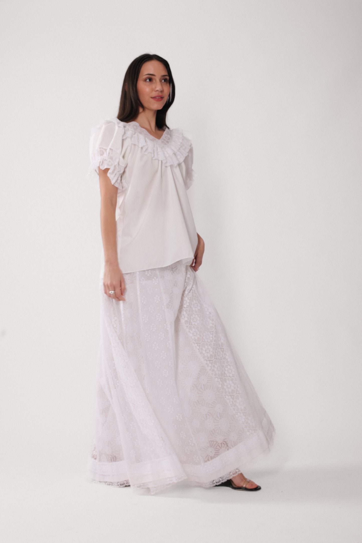 80s Paneled Lace Skirt Set