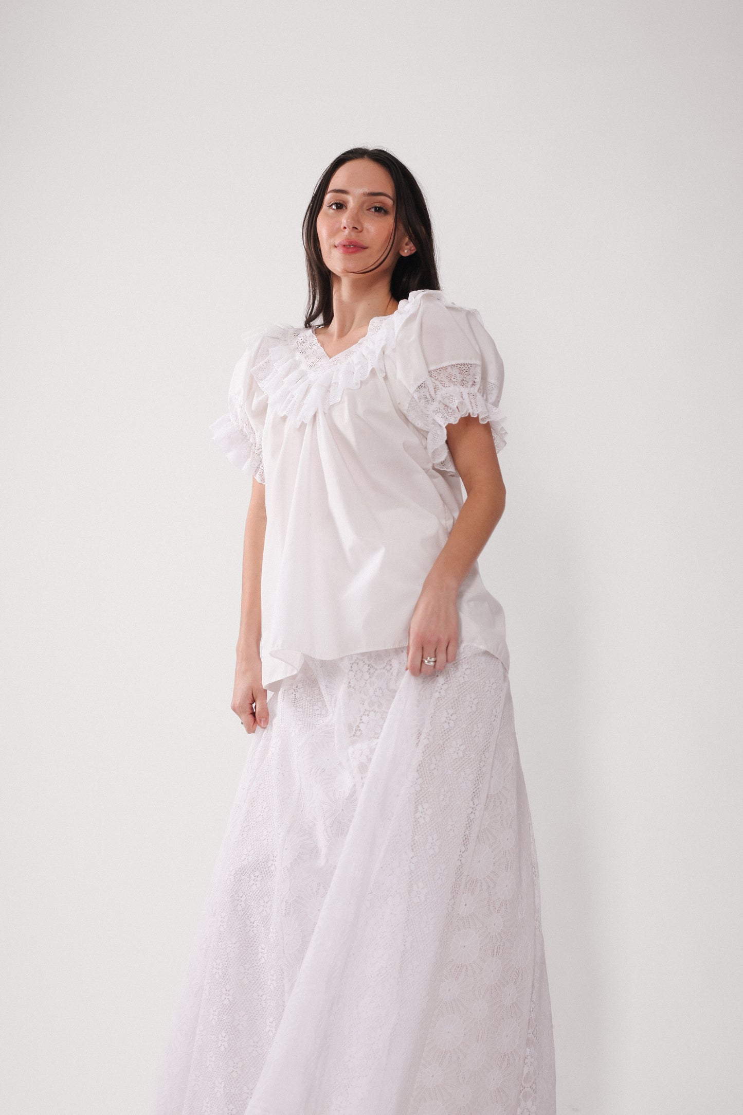 80s Paneled Lace Skirt Set