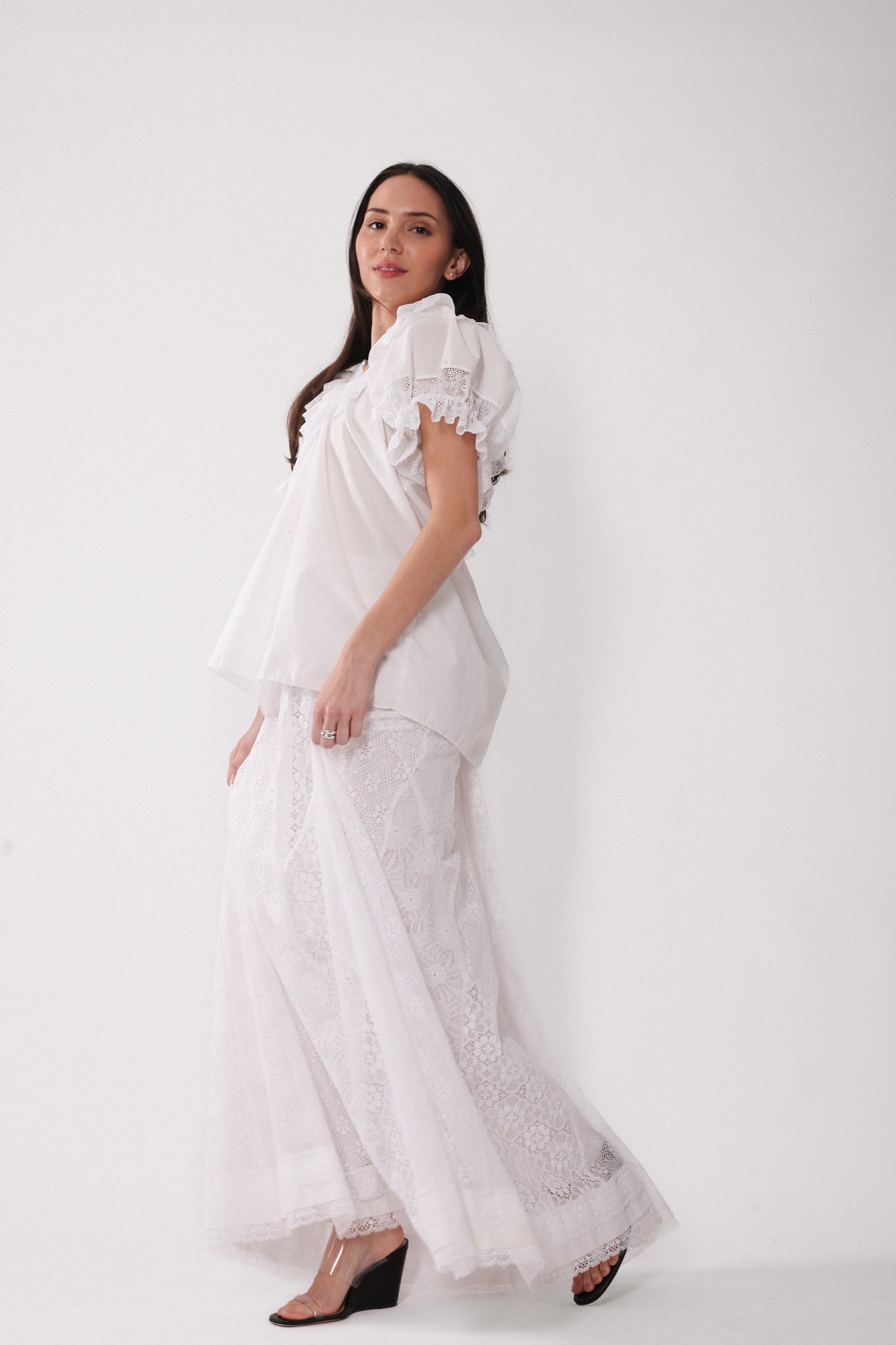 80s Paneled Lace Skirt Set