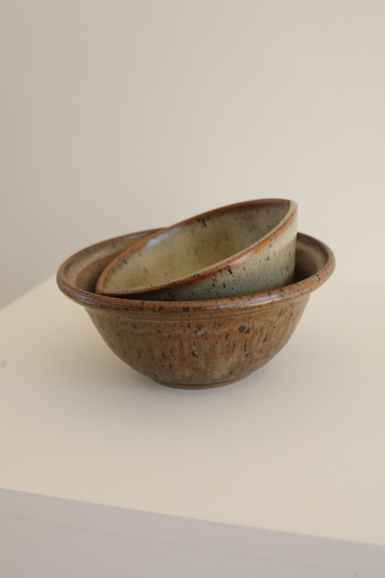 Pair of Hand Thrown Ceramic Mixing Bowls