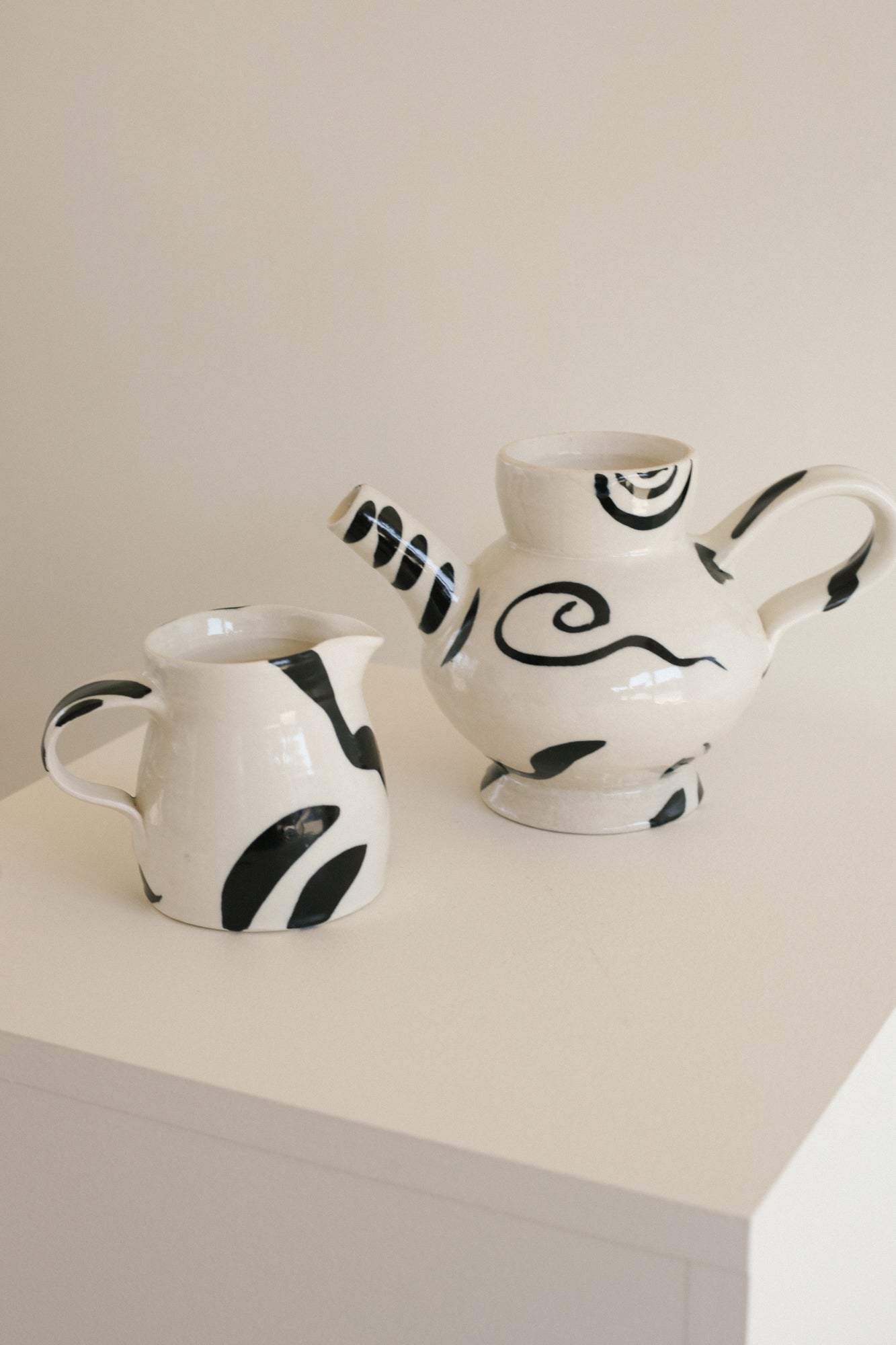 Hand Painted Kettle & Creamer