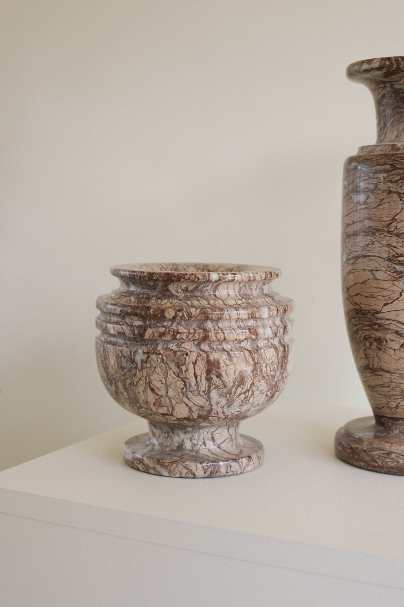 Pair of Large Solid Marble Vases
