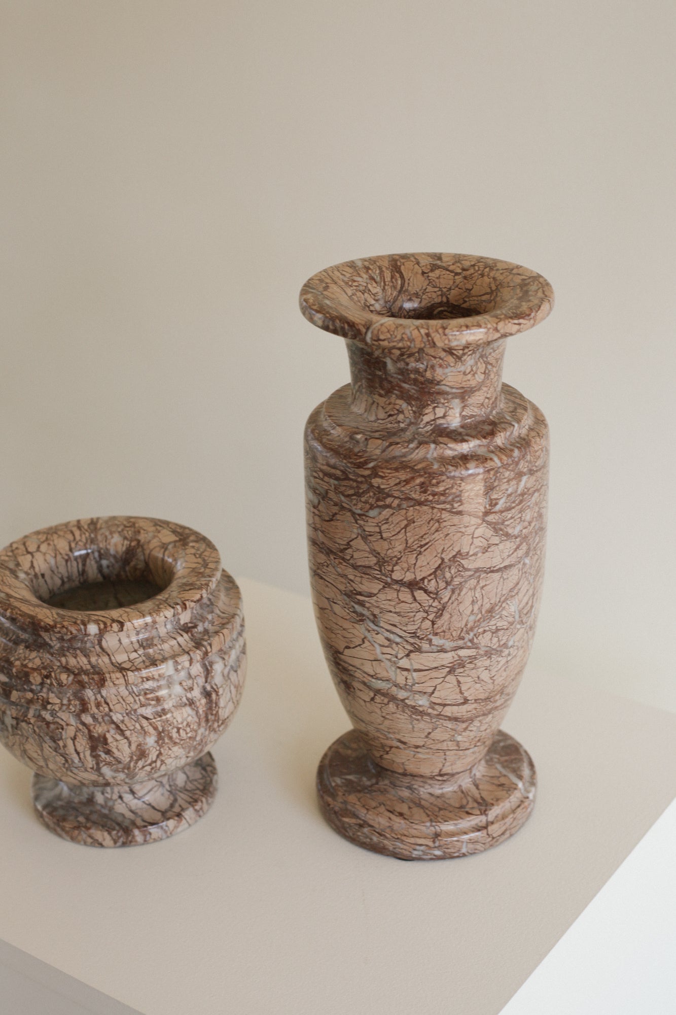 Pair of Large Solid Marble Vases