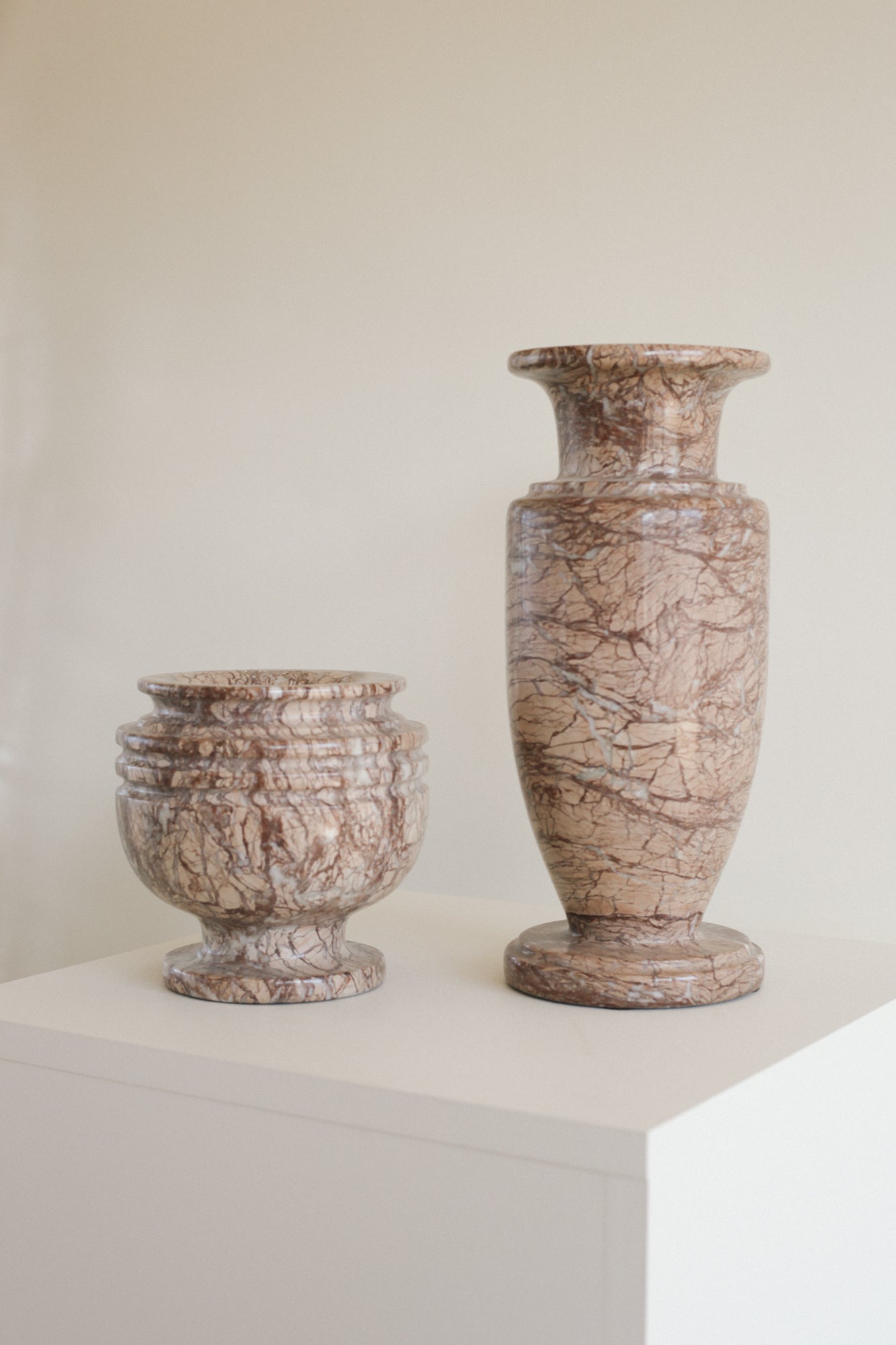 Pair of Large Solid Marble Vases