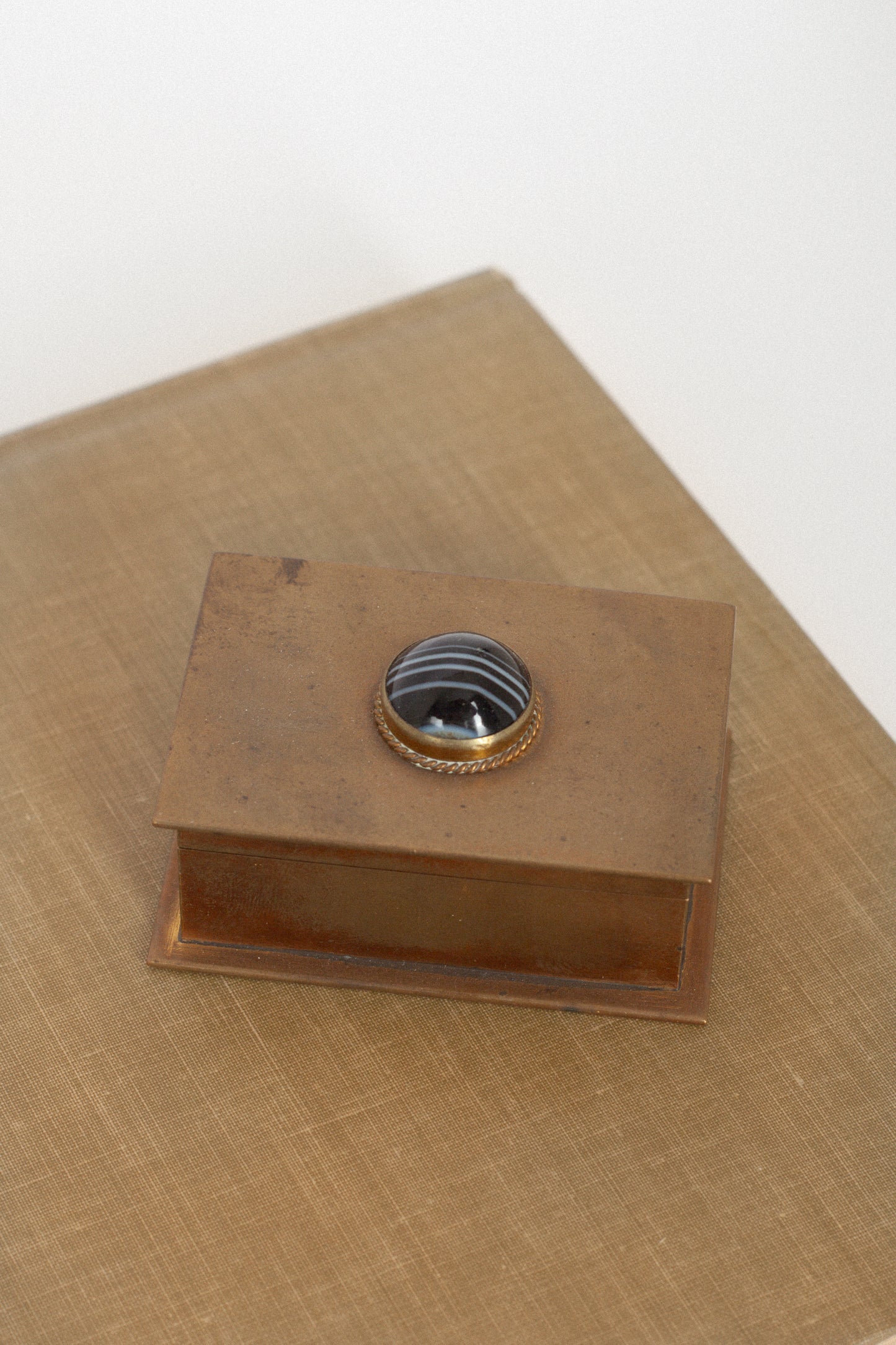 Tiny Brass & Marble Jewelry Box