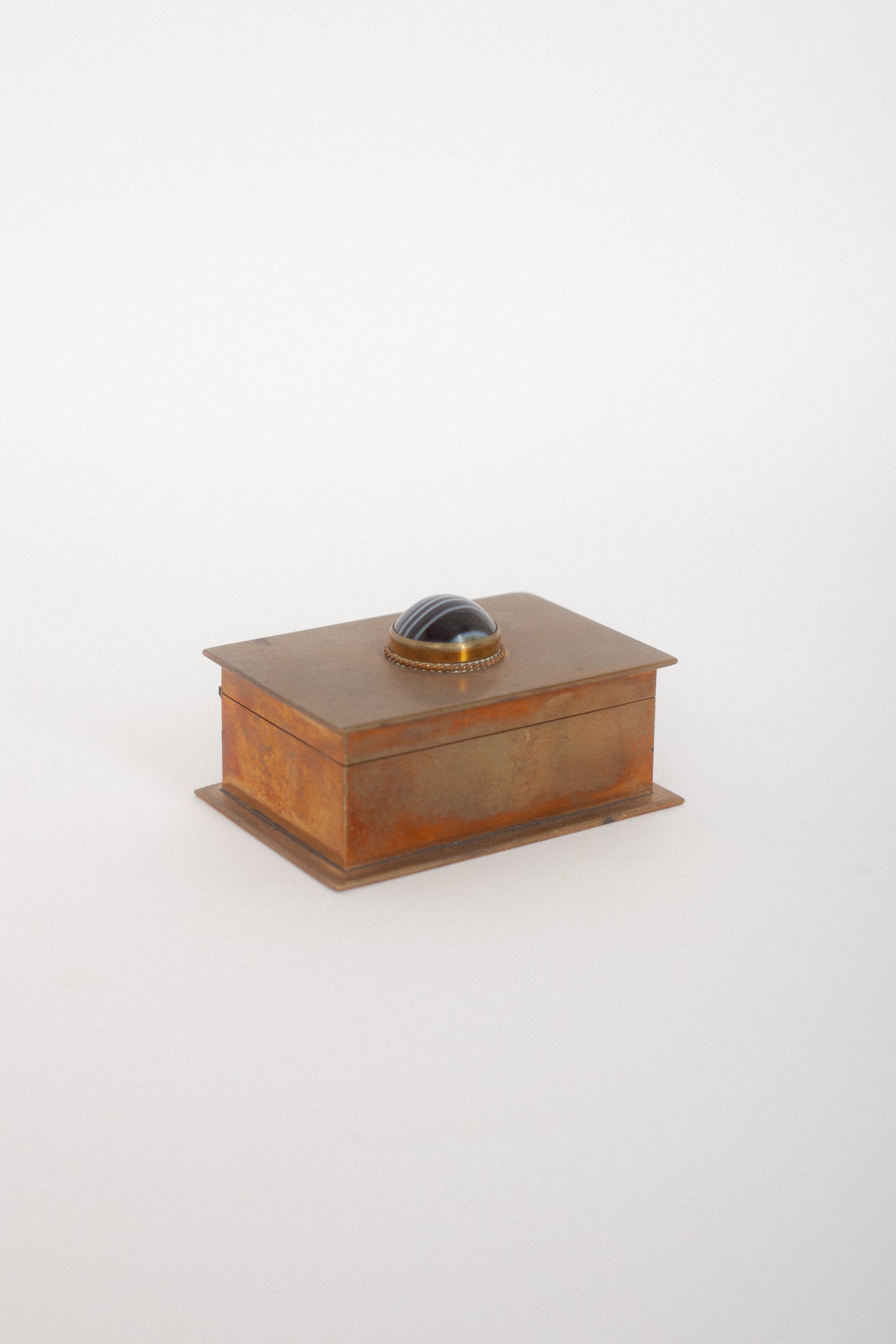 Tiny Brass & Marble Jewelry Box