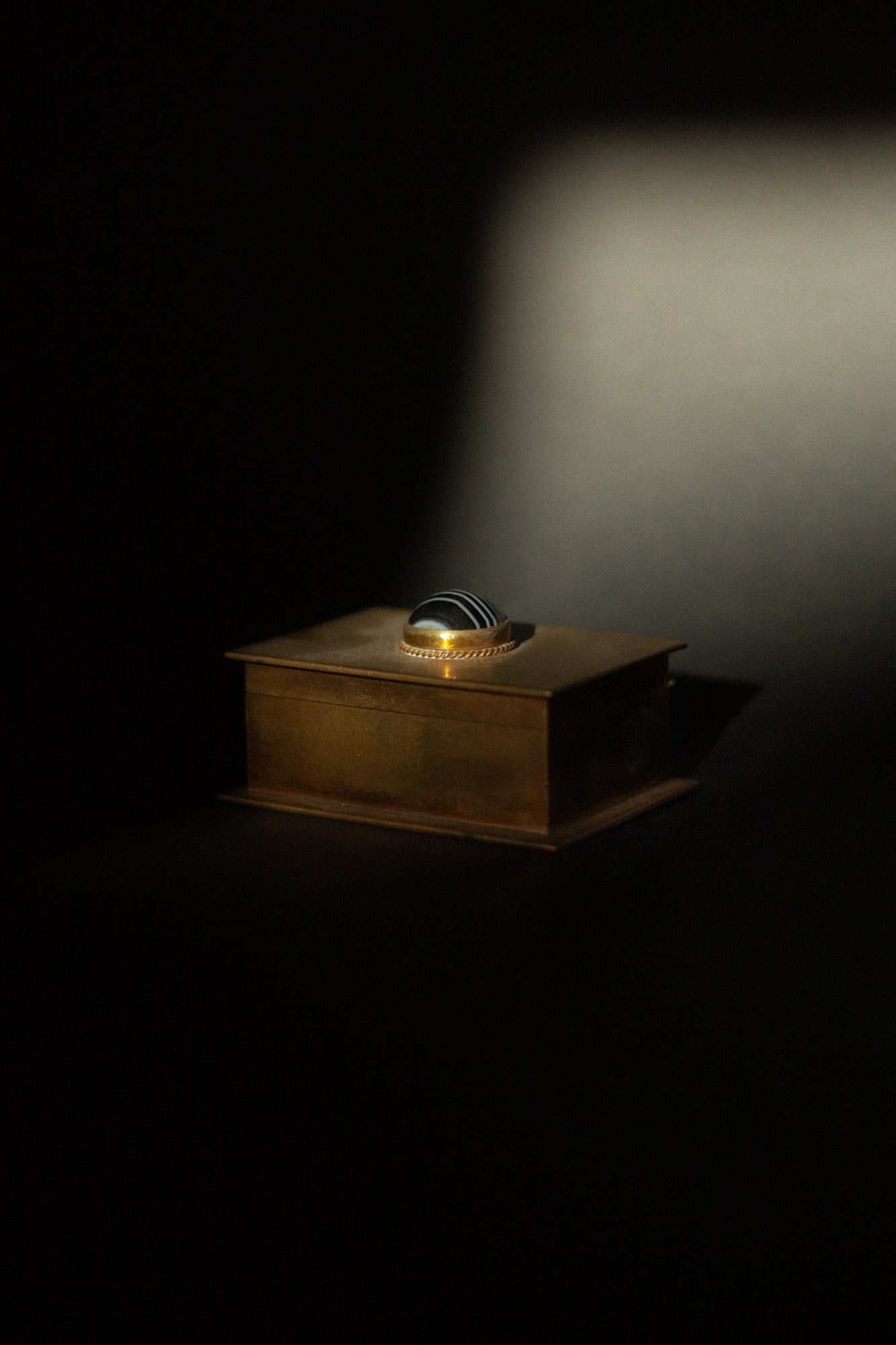 Tiny Brass & Marble Jewelry Box
