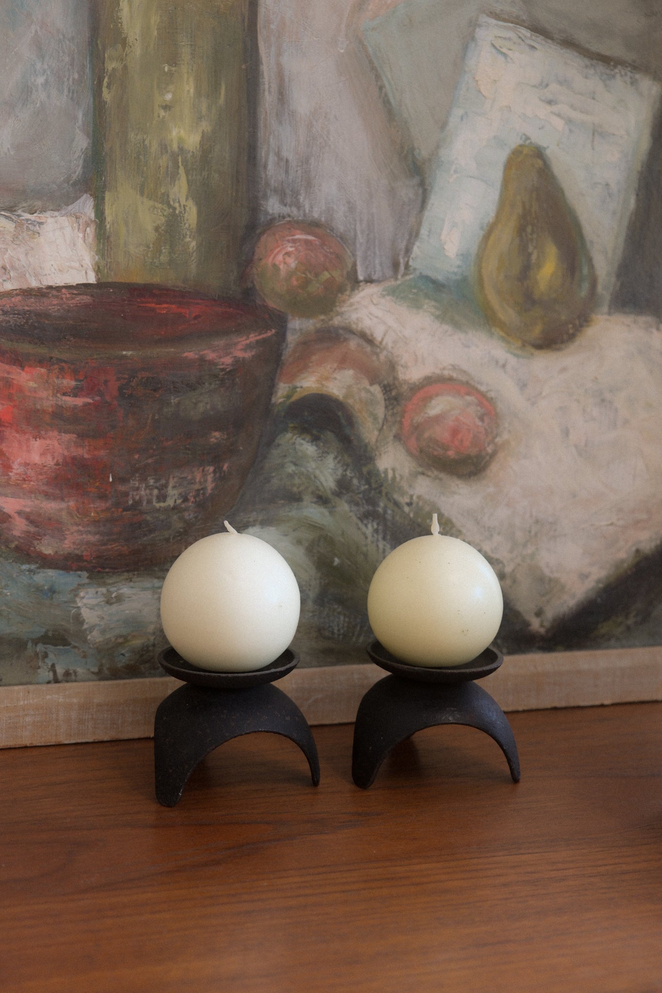 Mid-Century Modern Iron Candle Holders, Pair