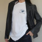 Weathered Navy Blue Leather Jacket