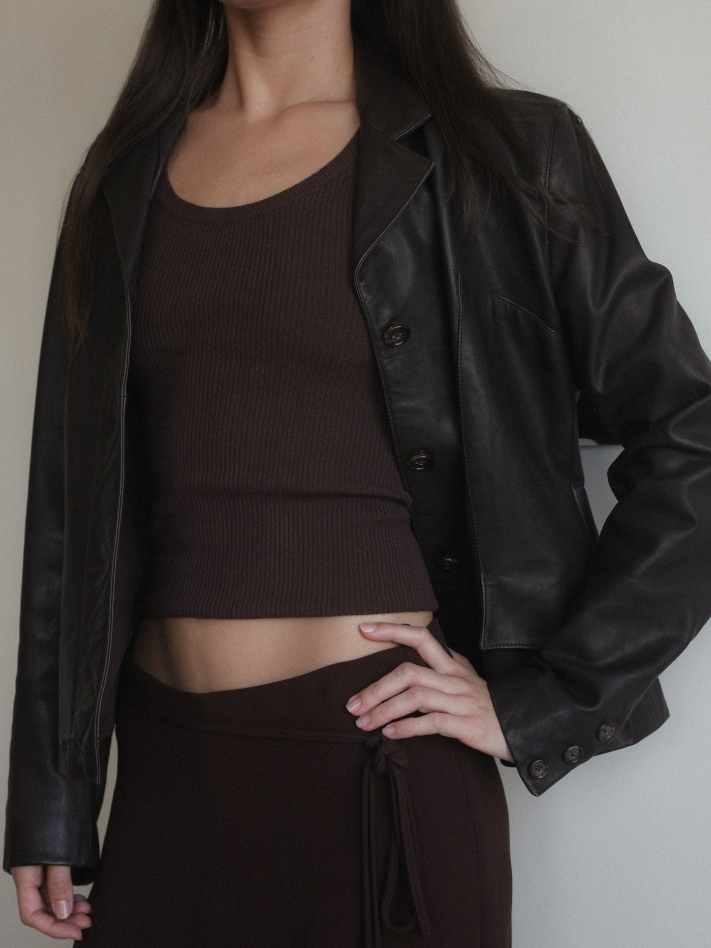 Emanuel Ungaro Chocolate Calf Leather Jacket