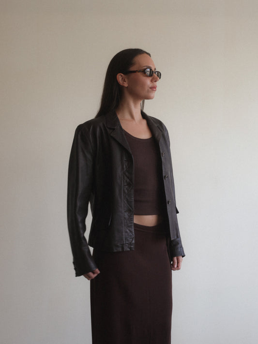Emanuel Ungaro Chocolate Calf Leather Jacket
