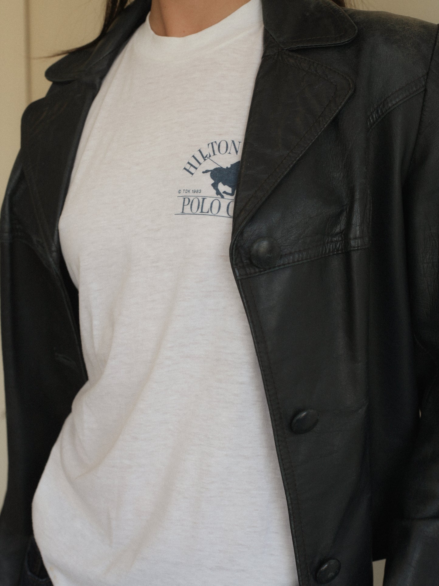 Weathered Navy Blue Leather Jacket