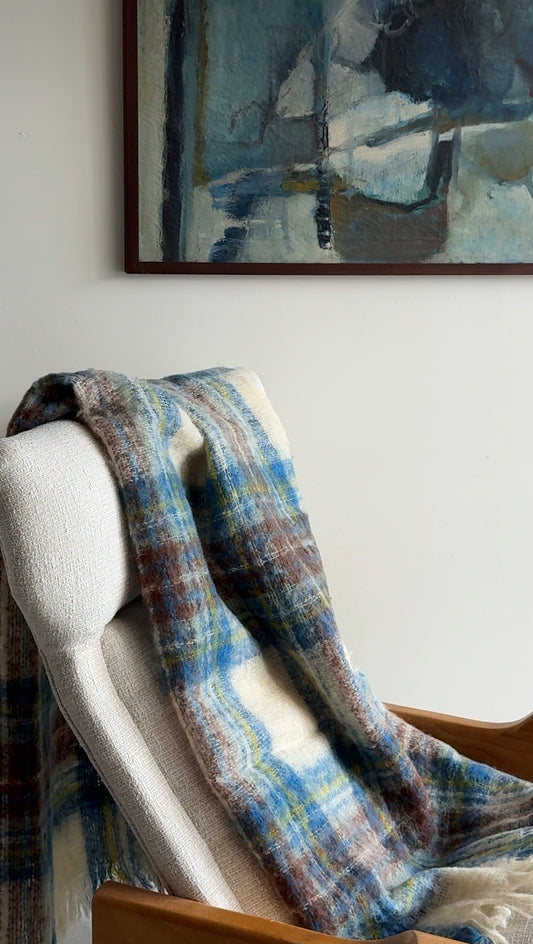 Blue & Green Irish Wool Throw Blanket