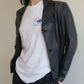 Weathered Navy Blue Leather Jacket