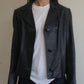 Weathered Navy Blue Leather Jacket