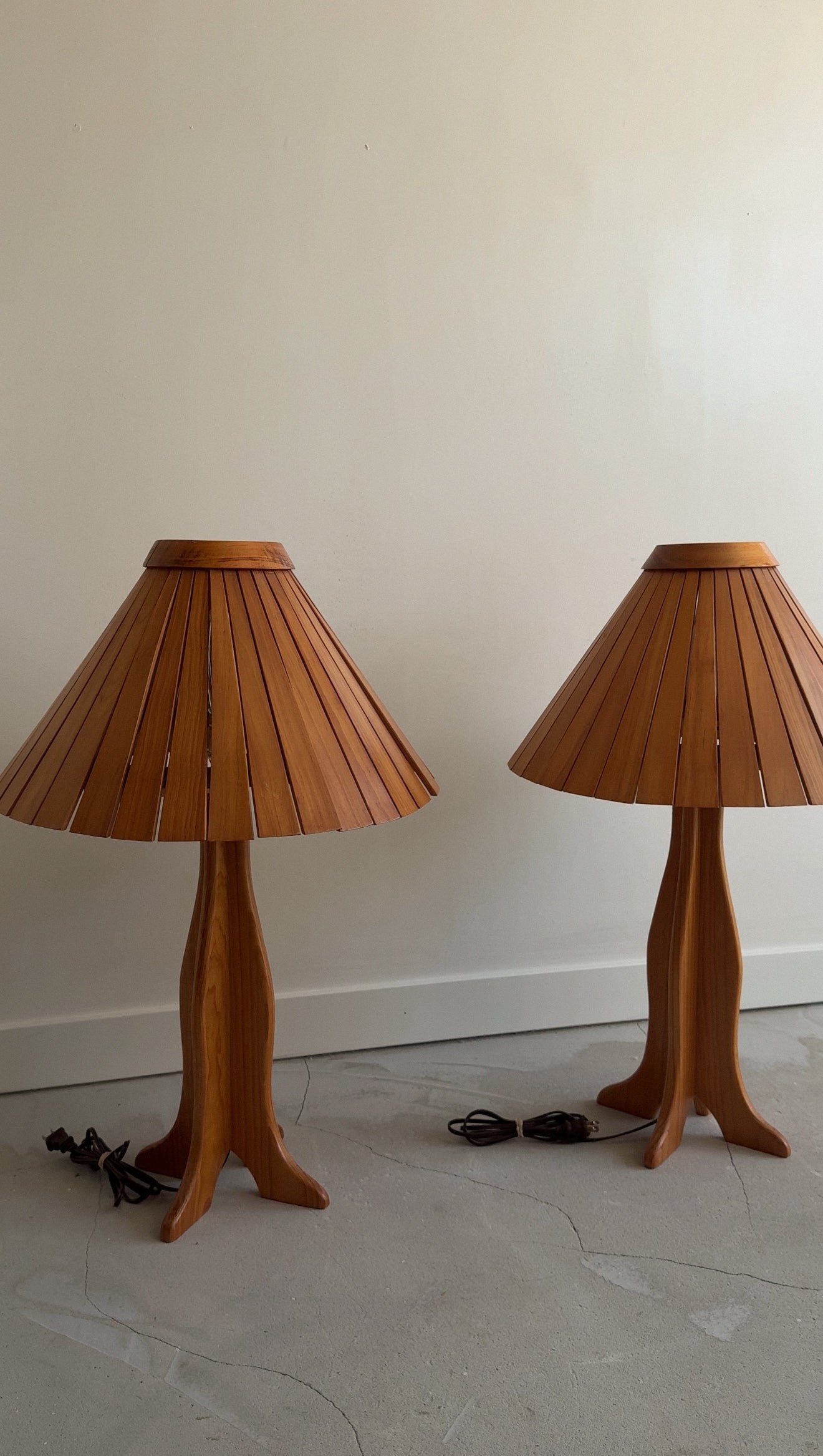 Pair of Teak Lamps