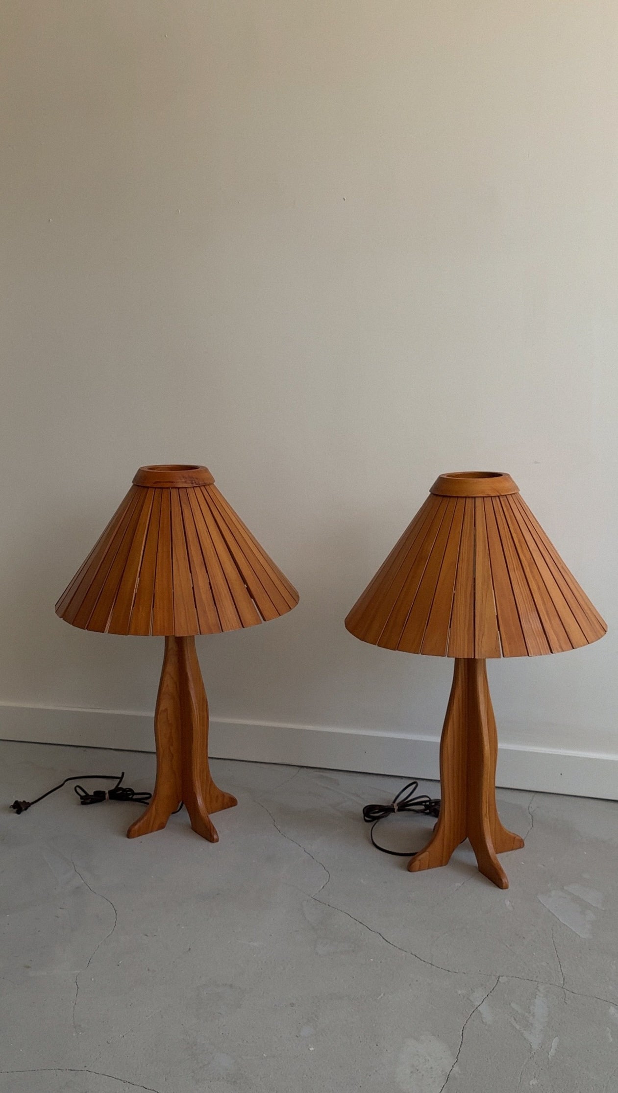 Pair of Teak Lamps