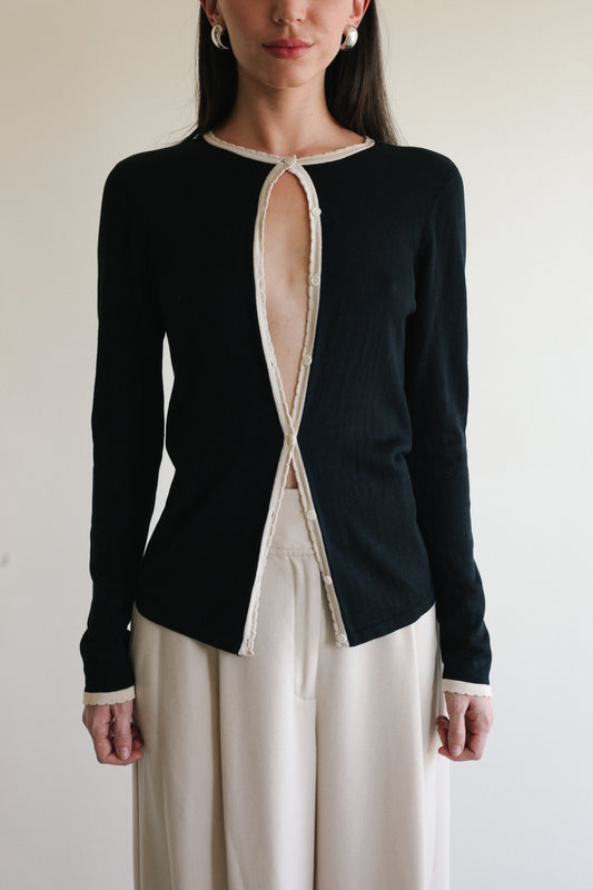 Silk Contrast Cardigan