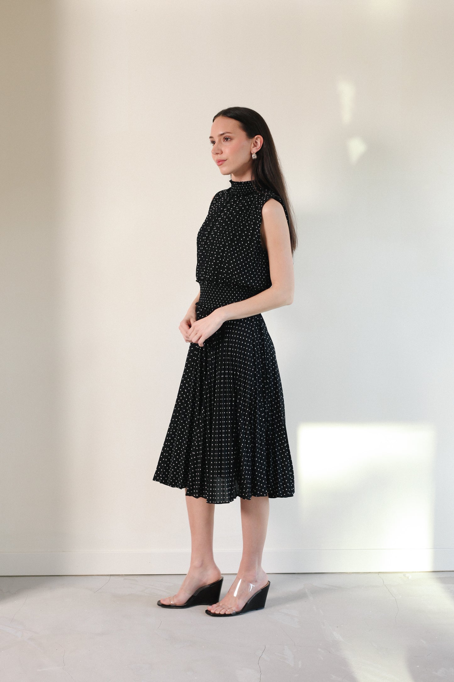 Polka Dotted Pleat Dress