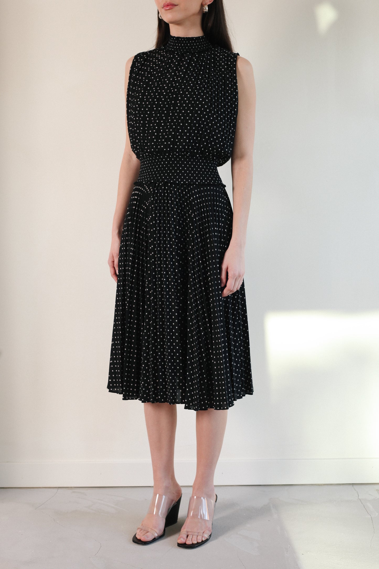 Polka Dotted Pleat Dress