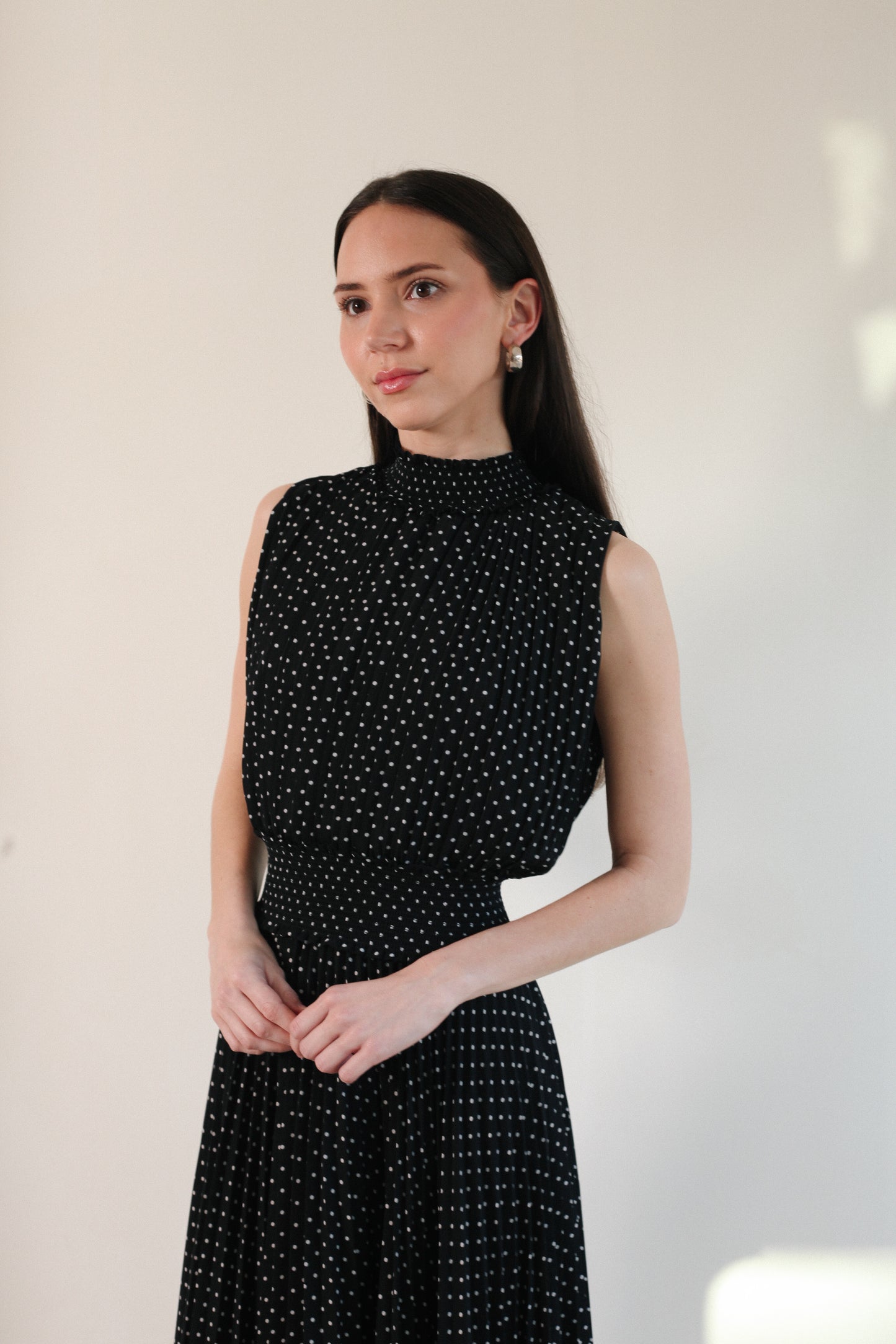 Polka Dotted Pleat Dress