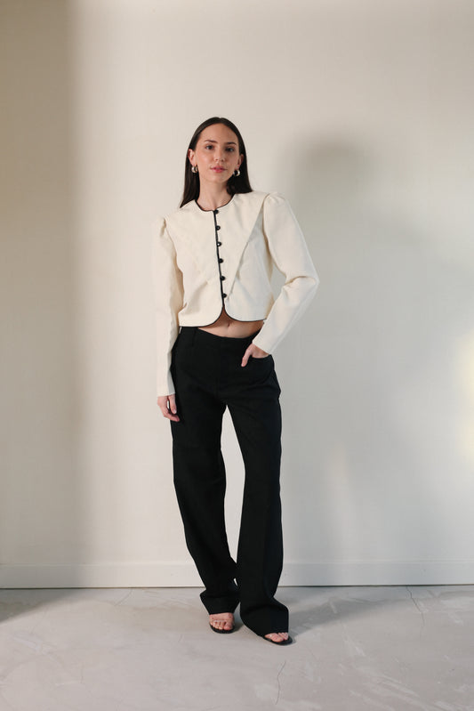 Tuxedo Cropped Blouse
