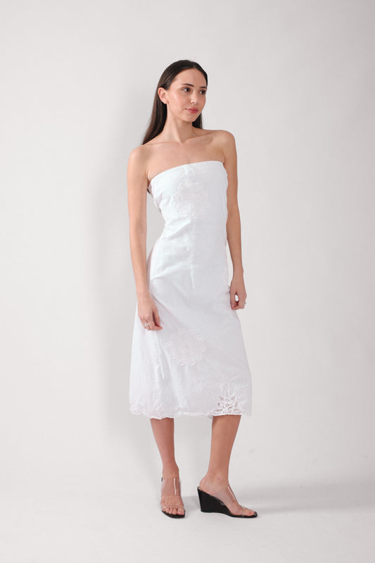 Crochet Accent Strapless Dress