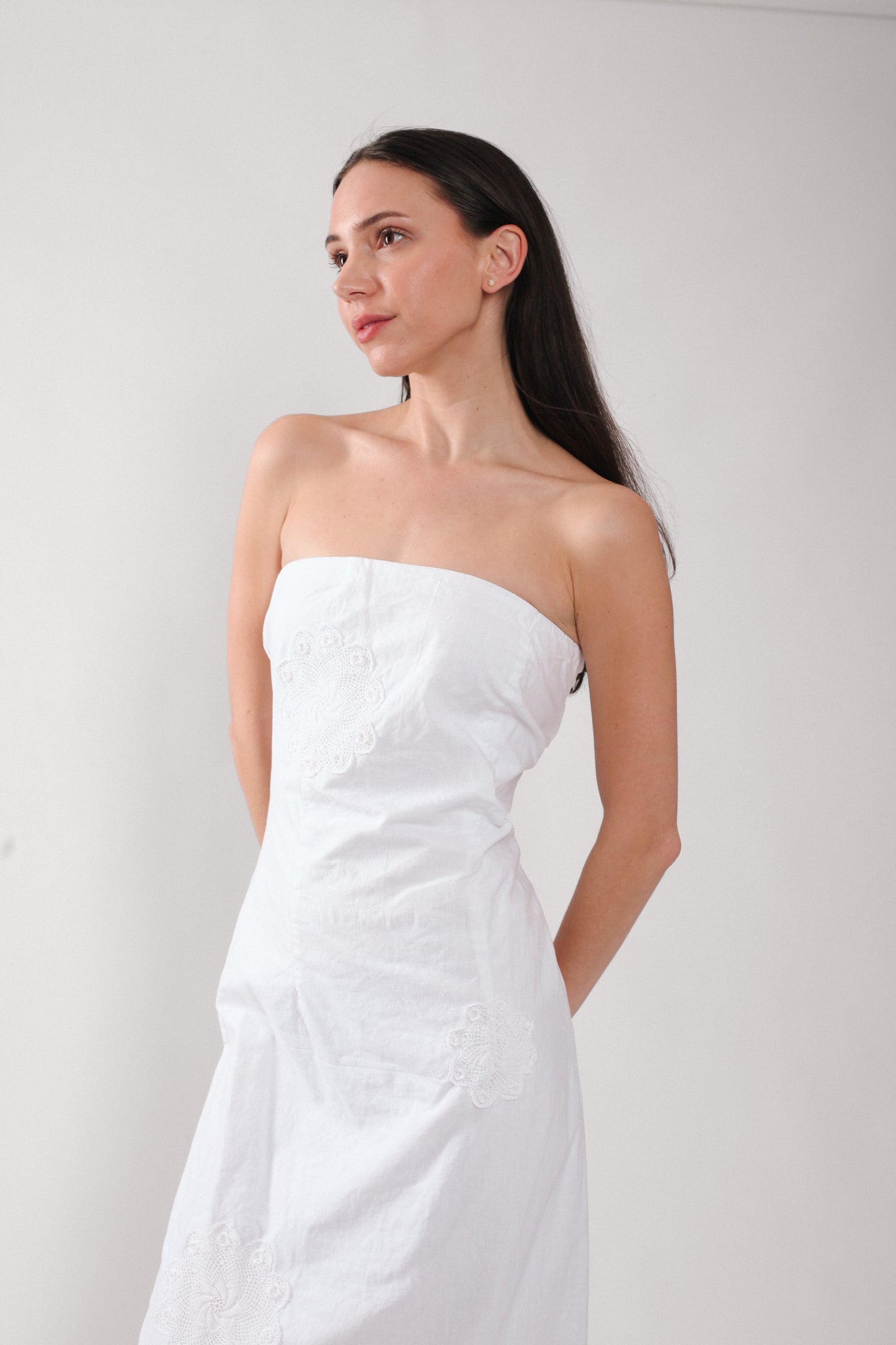 Crochet Accent Strapless Dress
