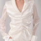 Delaru Ruched Button Blouse