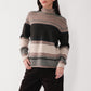 Neutral Stripe Turtleneck Sweater