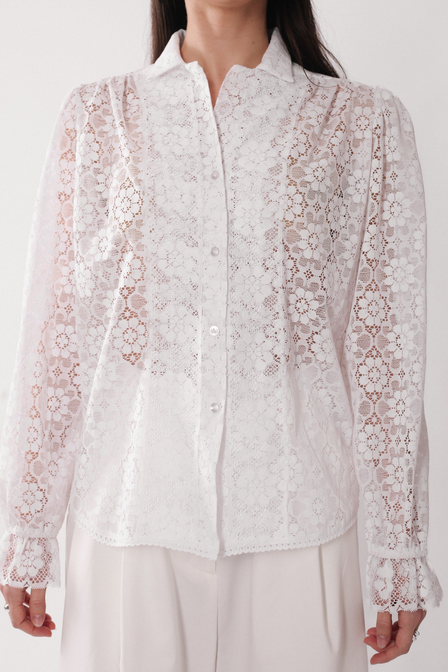 70s Lace Button Down
