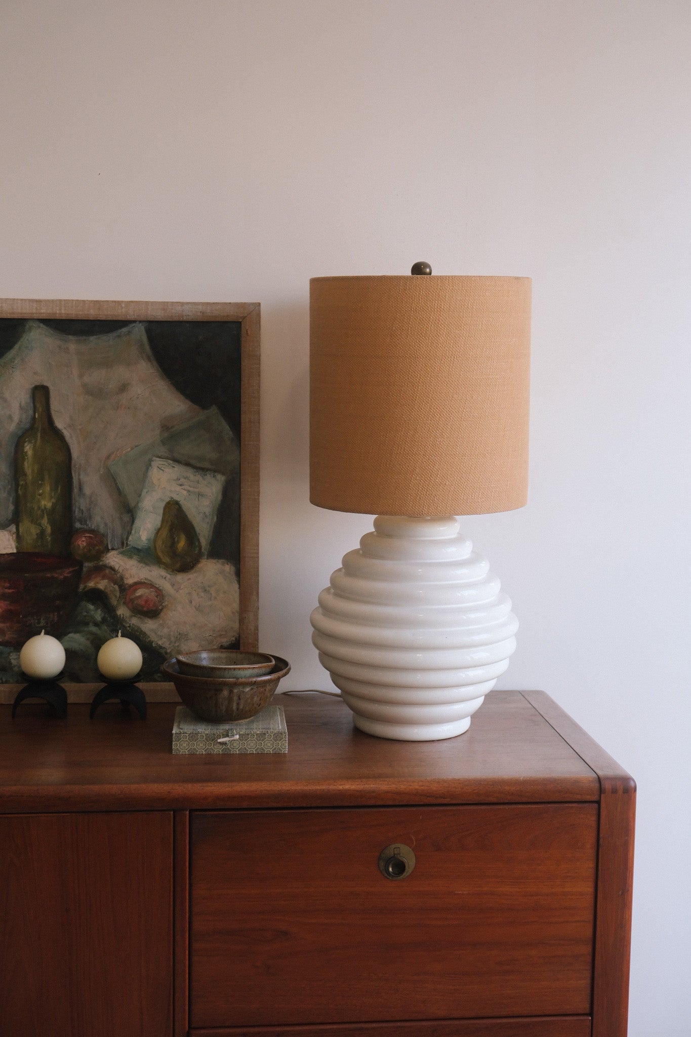 Mid-Century Modern Ceramic Beehive Table Lamp