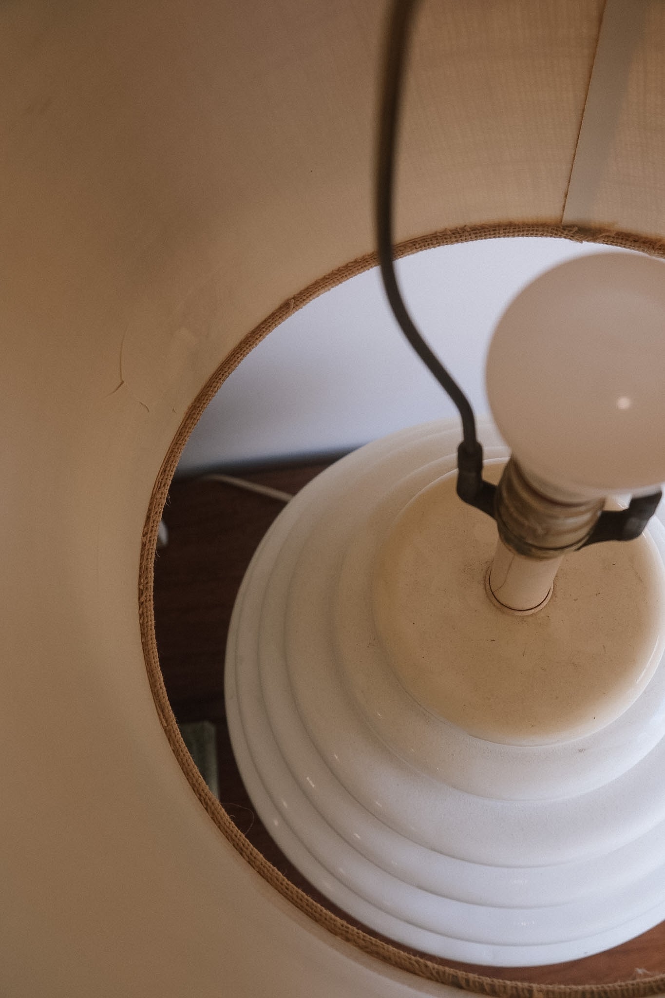 Mid-Century Modern Ceramic Beehive Table Lamp