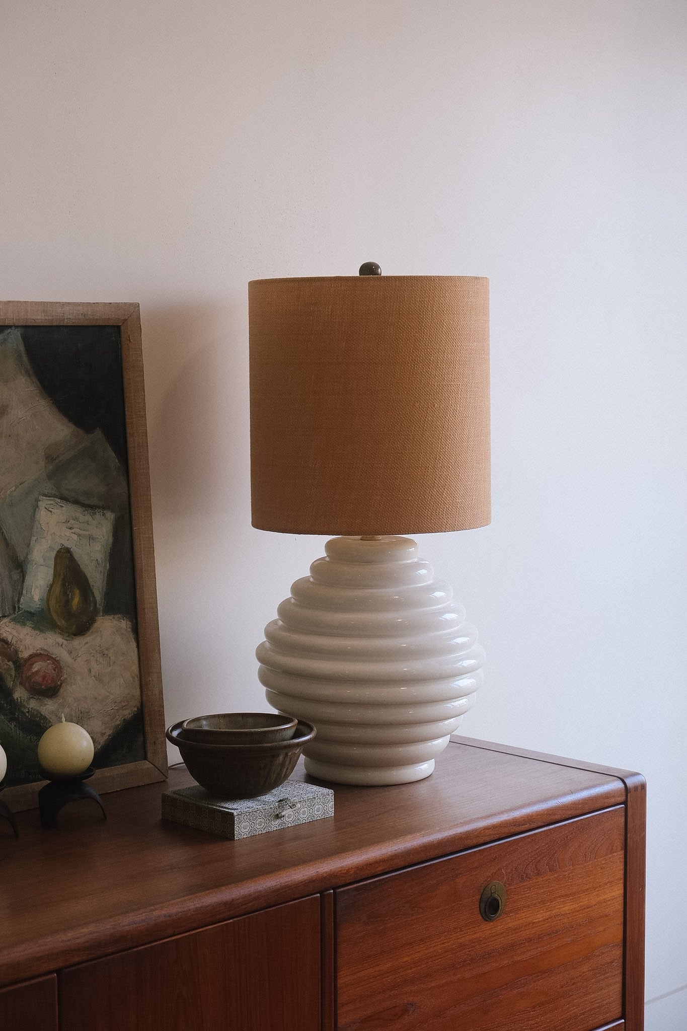 Mid-Century Modern Ceramic Beehive Table Lamp