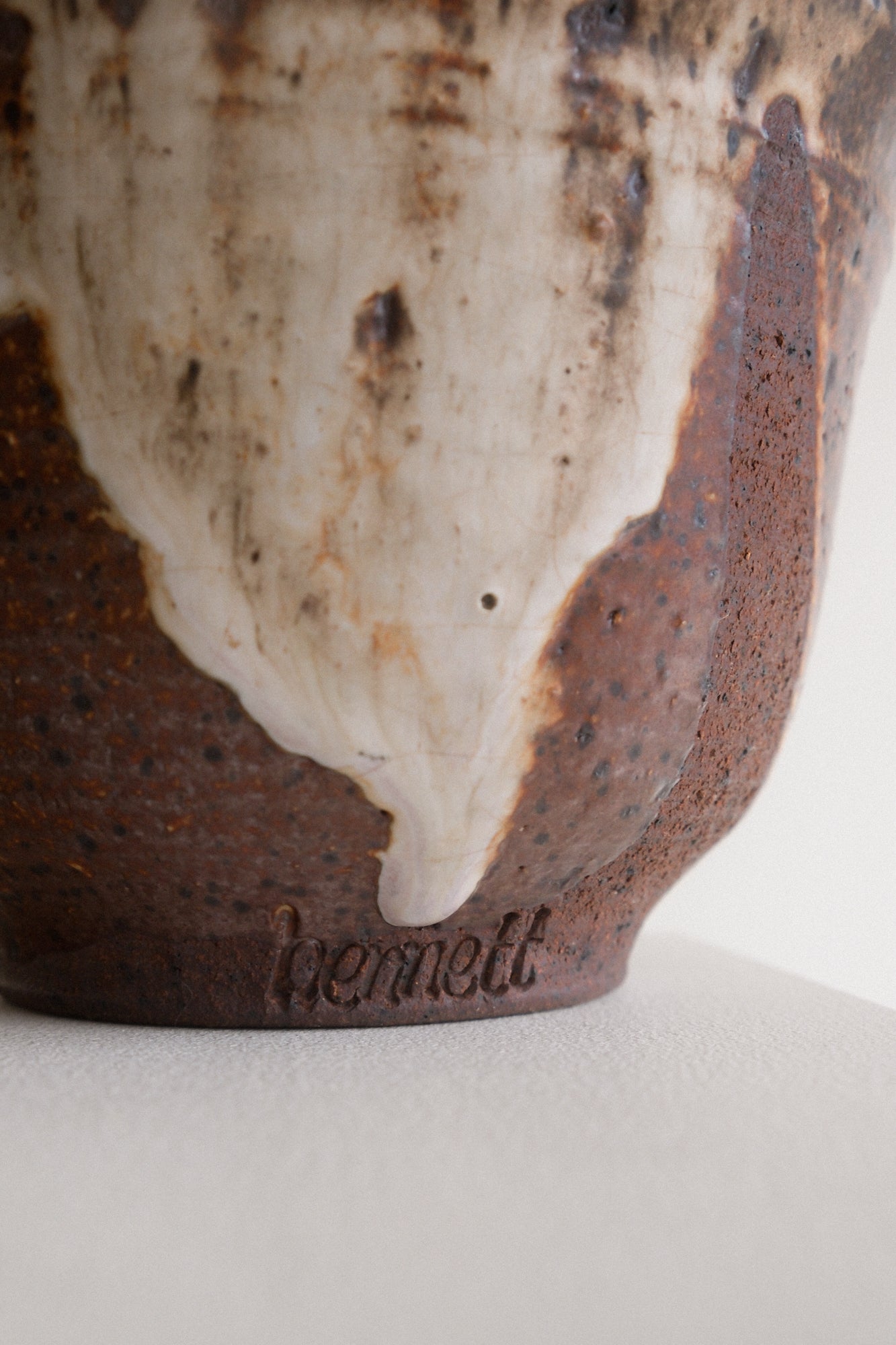MCM Style Signed Stoneware Vase