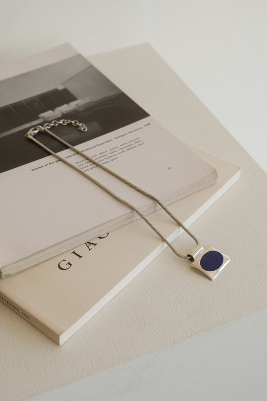 Cobalt Blue Modernist Pendant Necklace