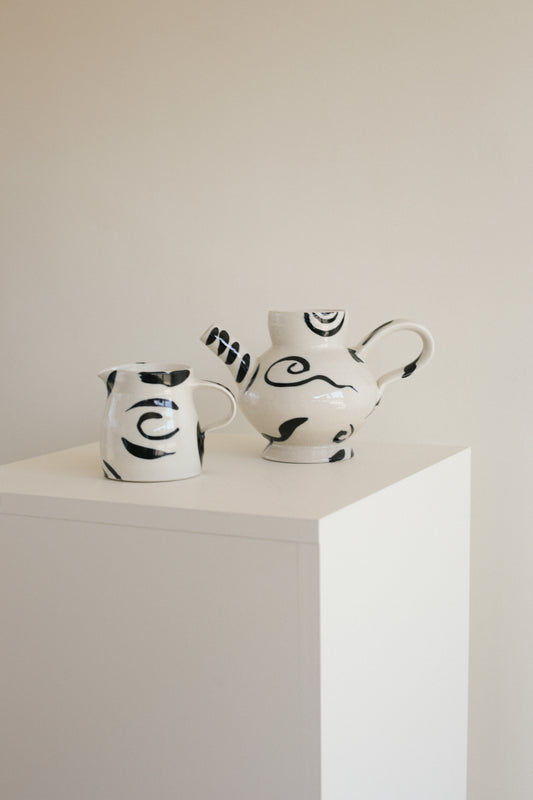 Hand Painted Kettle & Creamer