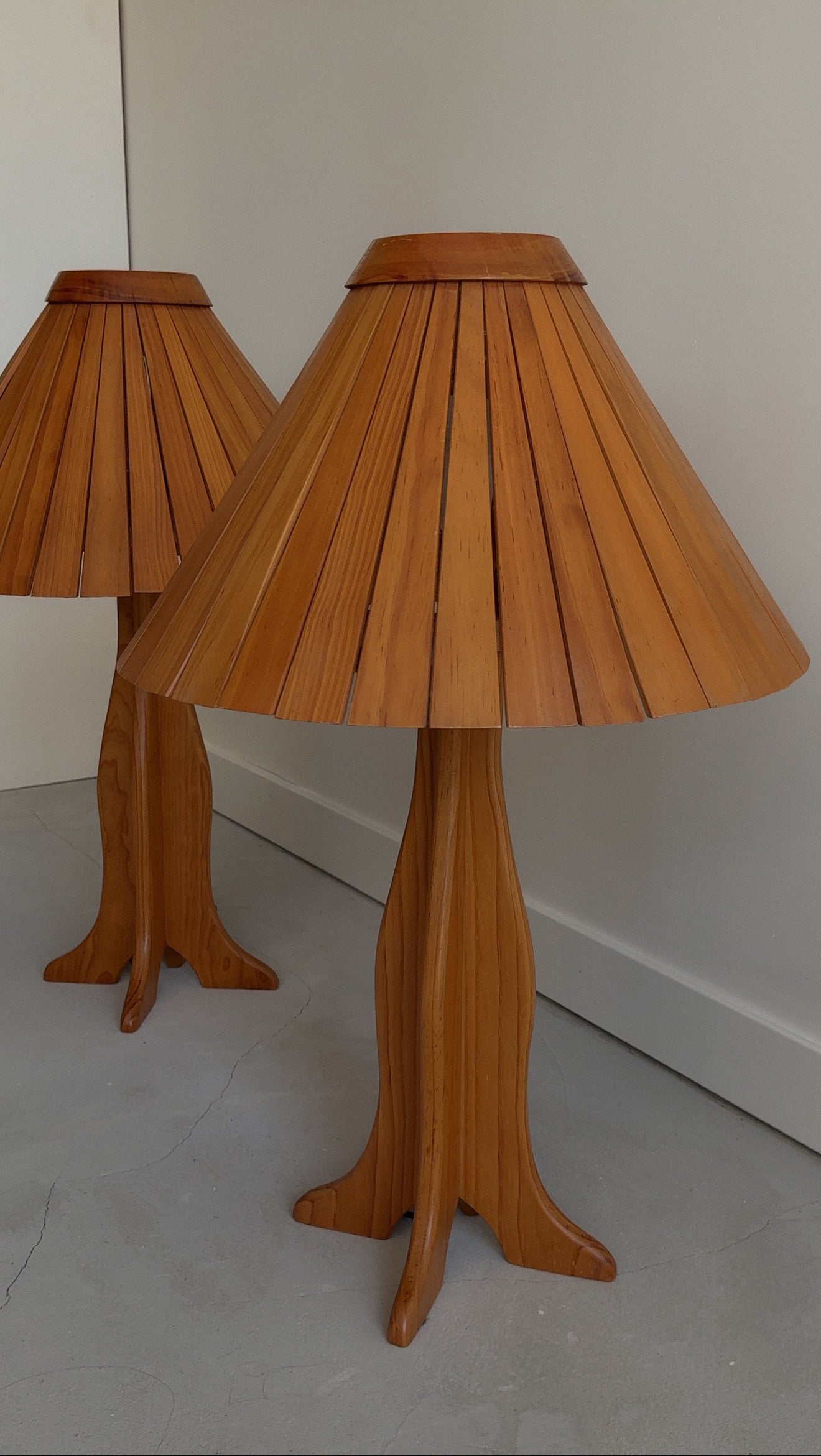 Pair of Teak Lamps